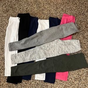 9 pairs of leggings.  2 pairs are fleece. Mostly 6/6X cat and jack